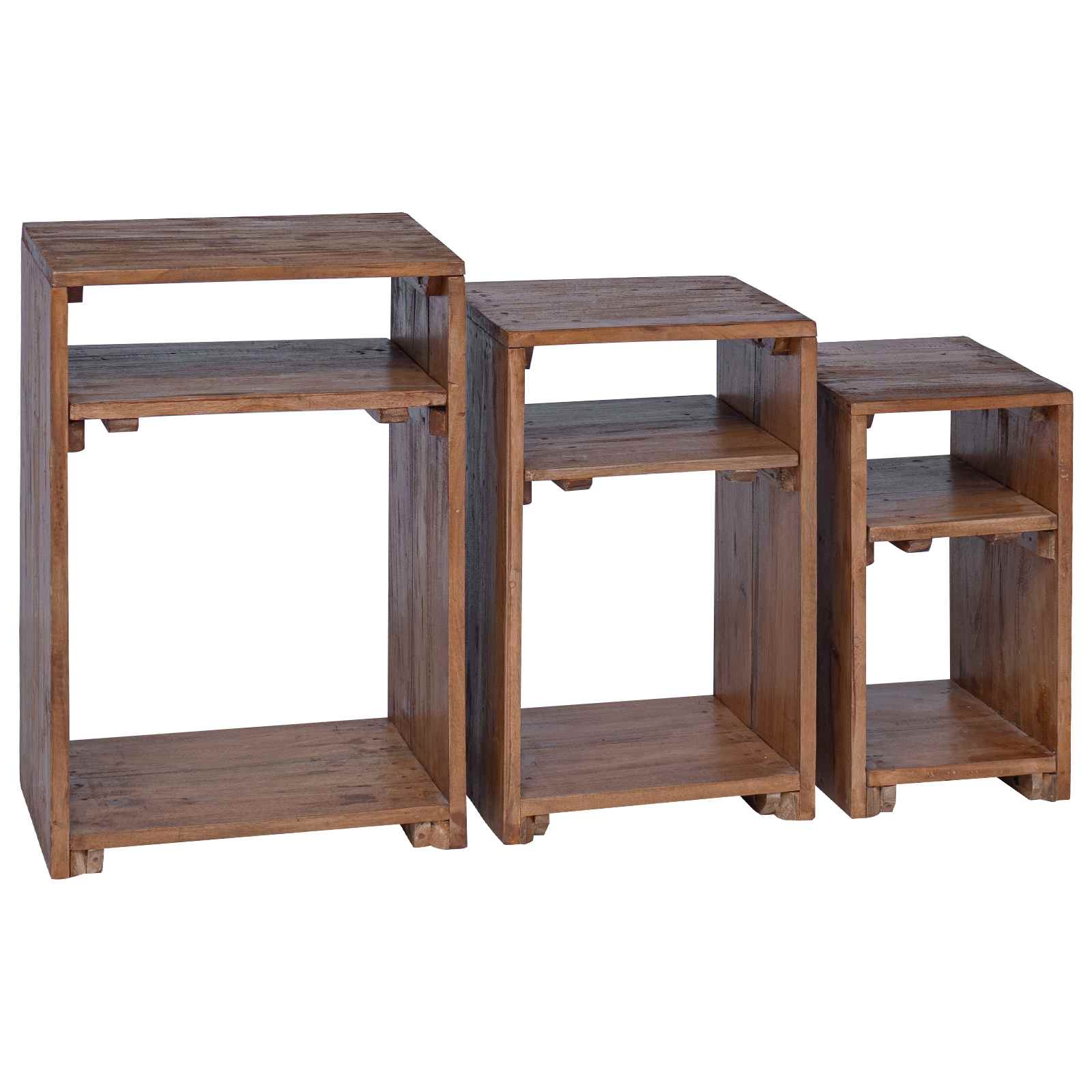 Accenttafel met plank 3 pcs Bruin Massief Mahoniehout is nu te koop bij PeponiXL, paradijselijk wonen!