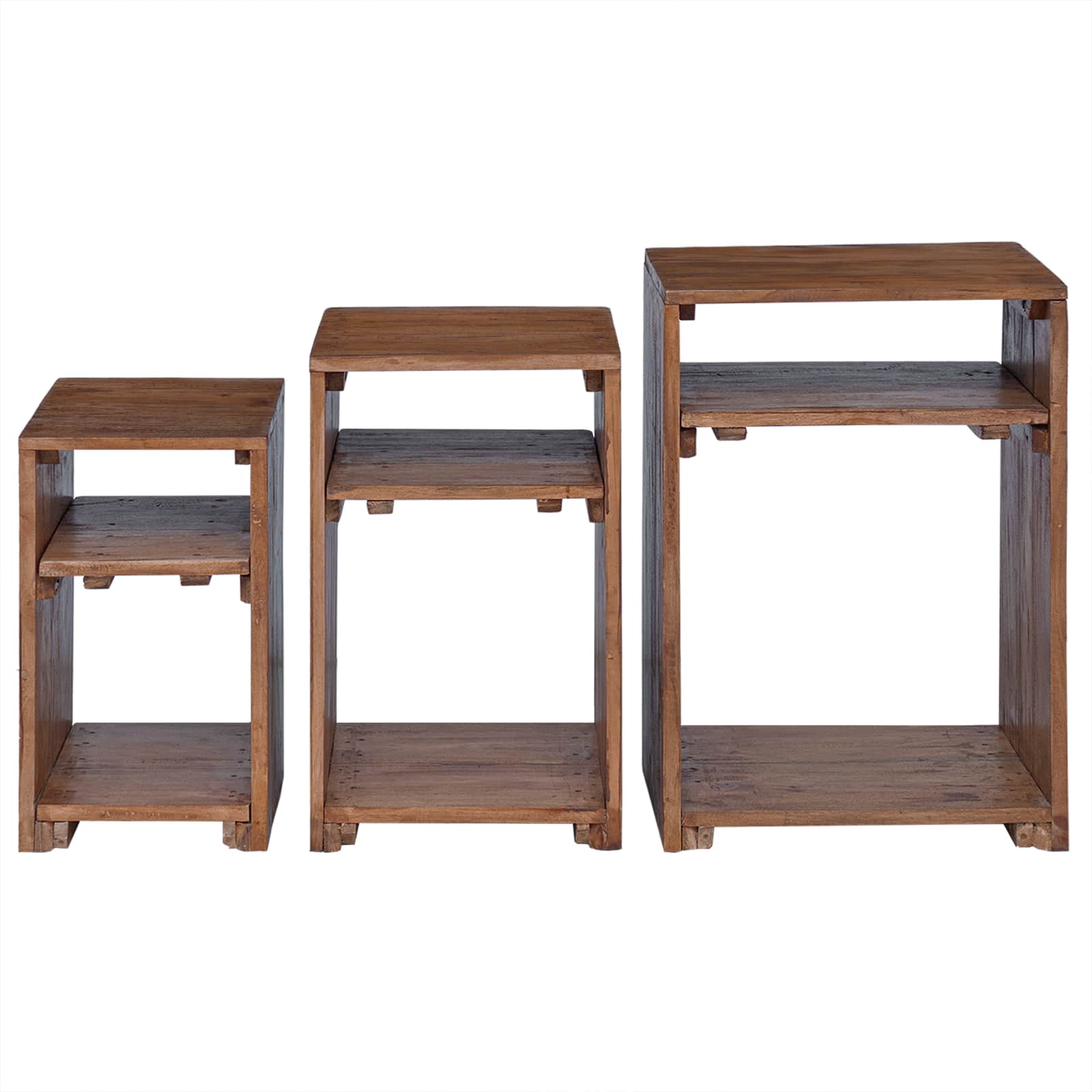 Accenttafel met plank 3 pcs Bruin Massief Mahoniehout is nu te koop bij PeponiXL, paradijselijk wonen!