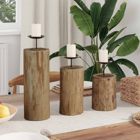 Kaarsenhouder 3 pcs Naturel Massief teakhout is nu te koop bij PeponiXL, paradijselijk wonen!
