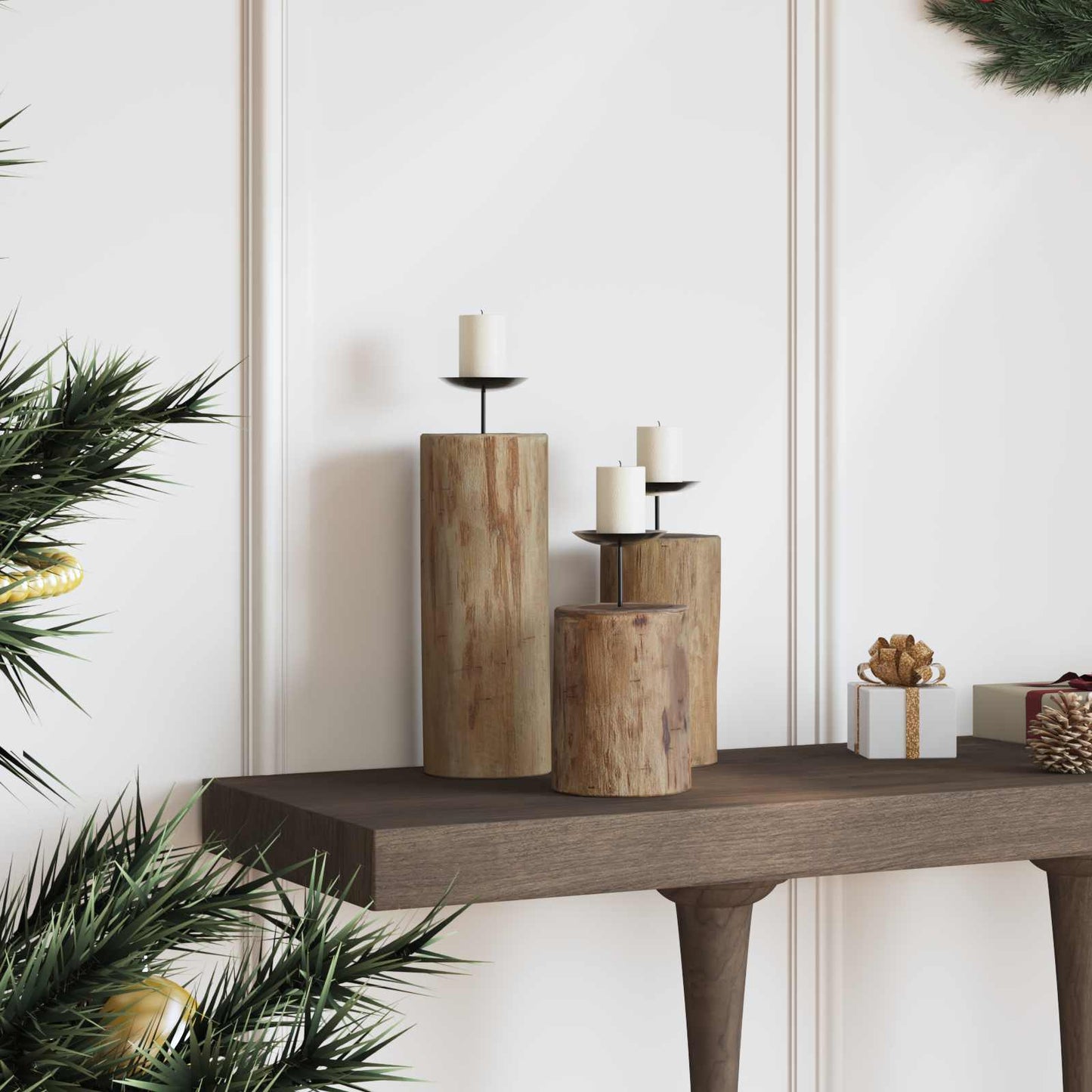 Kaarsenhouder 3 pcs Naturel Massief teakhout is nu te koop bij PeponiXL, paradijselijk wonen!