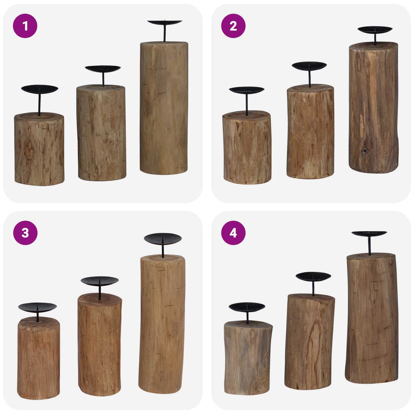 Kaarsenhouder 3 pcs Naturel Massief teakhout is nu te koop bij PeponiXL, paradijselijk wonen!