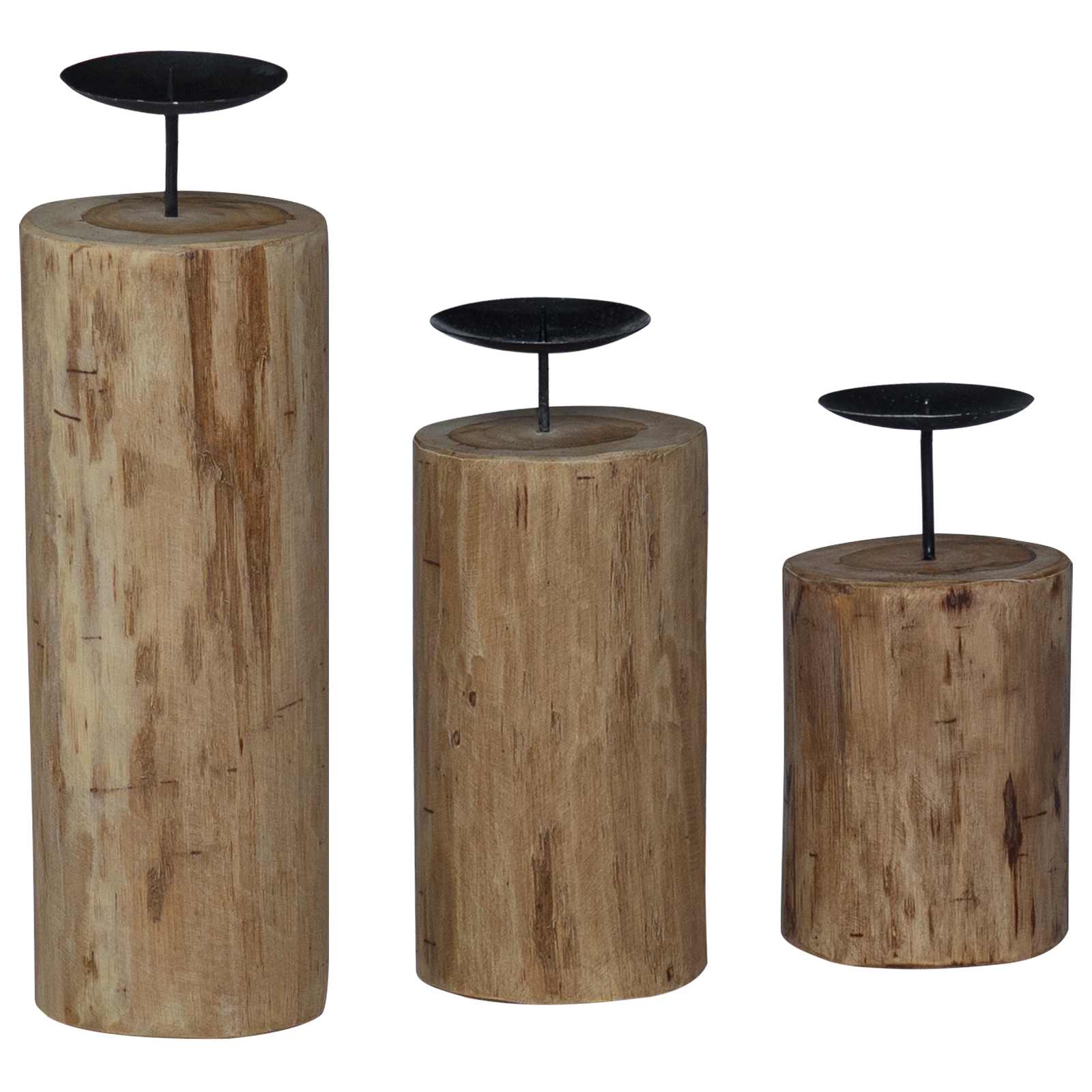 Kaarsenhouder 3 pcs Naturel Massief teakhout is nu te koop bij PeponiXL, paradijselijk wonen!