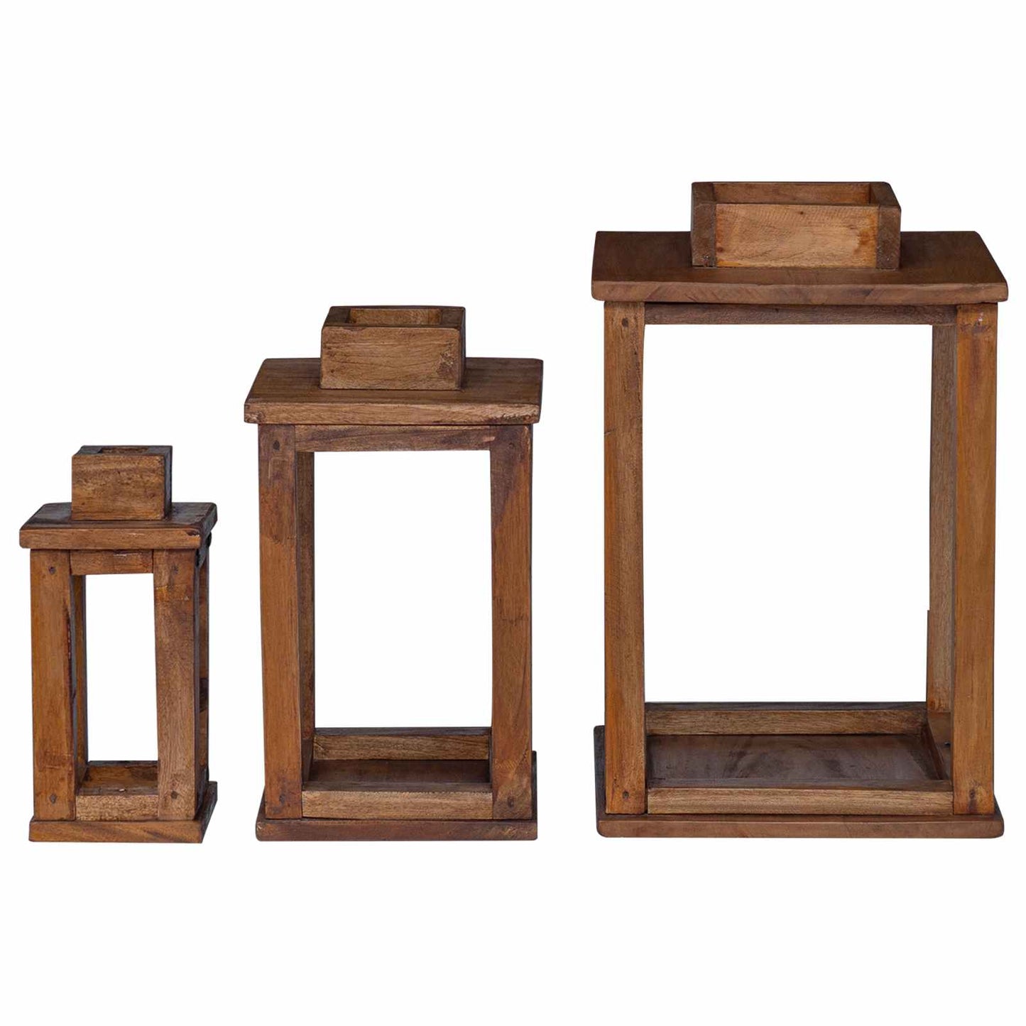 Lantaarn 3 pcs Naturel Mahoniehout is nu te koop bij PeponiXL, paradijselijk wonen!