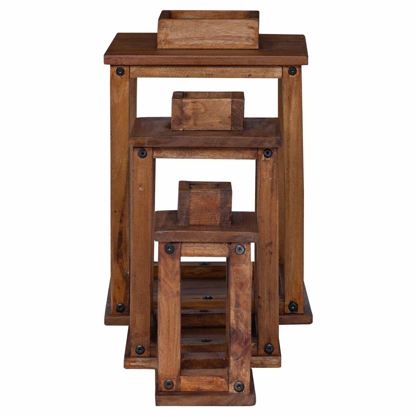Lantaarn 3 pcs Naturel Mahoniehout is nu te koop bij PeponiXL, paradijselijk wonen!