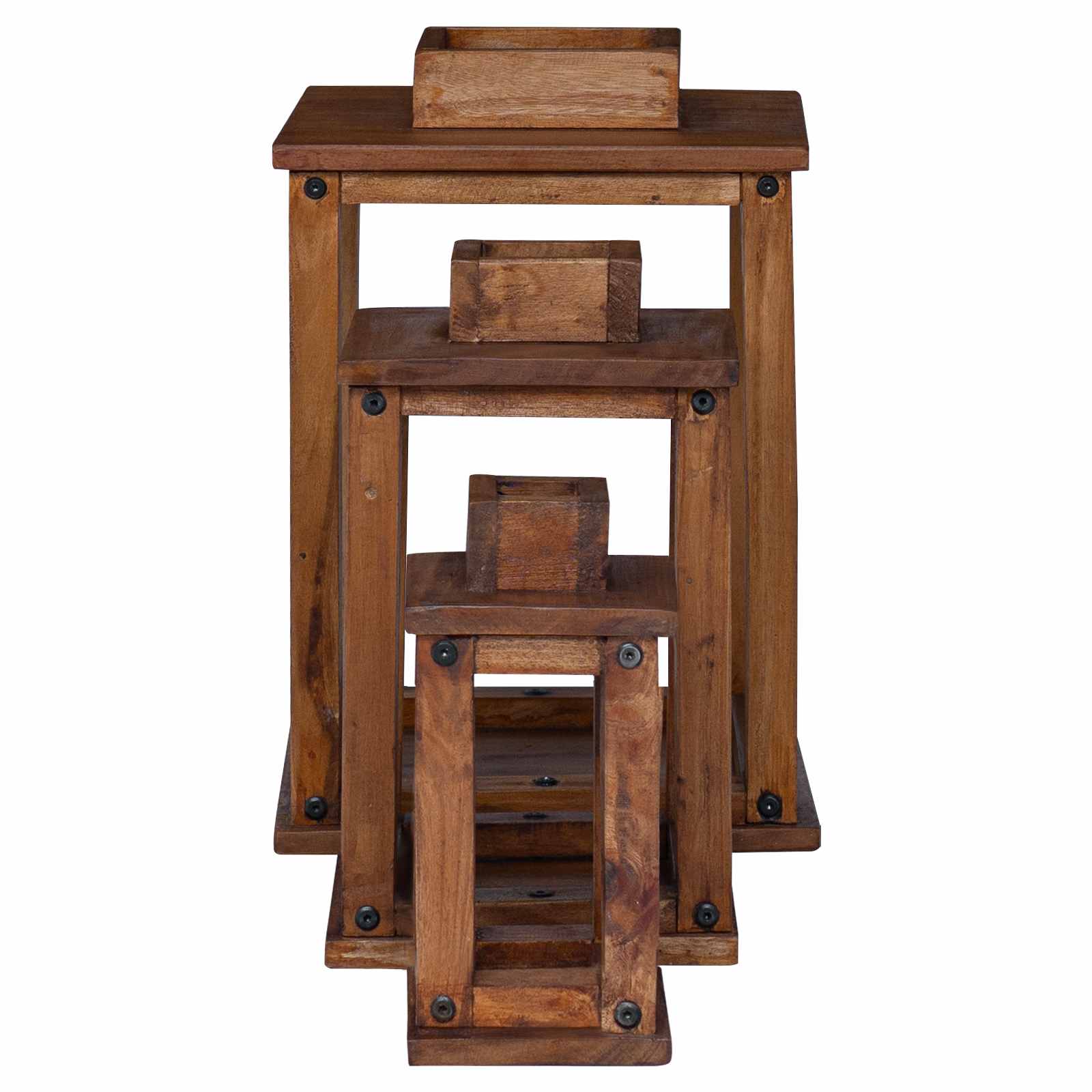 Lantaarn 3 pcs Naturel Mahoniehout is nu te koop bij PeponiXL, paradijselijk wonen!