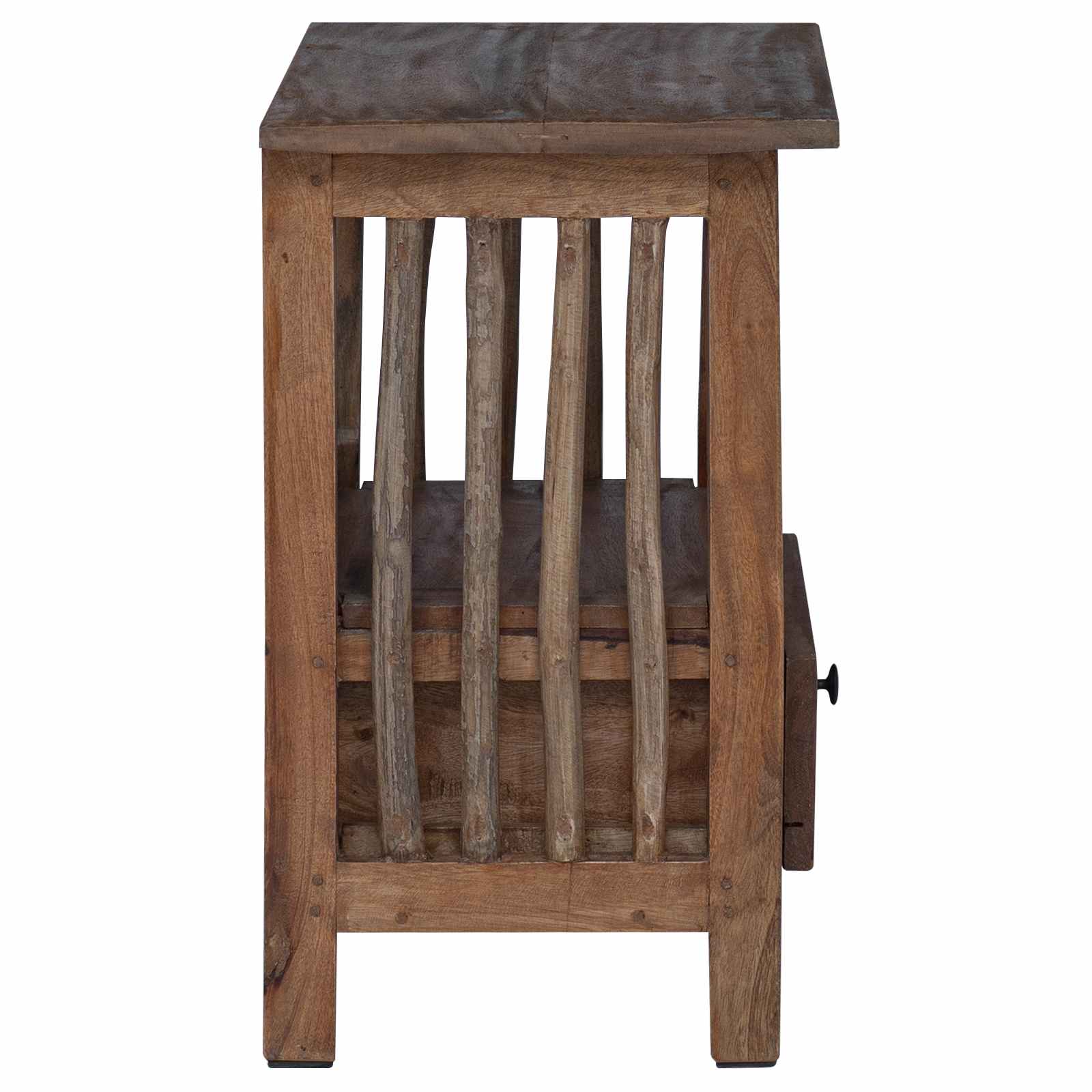 Nachtkastje Bruin 30 x 30 x 47 cm Massief Gerecycled Hout is nu te koop bij PeponiXL, paradijselijk wonen!