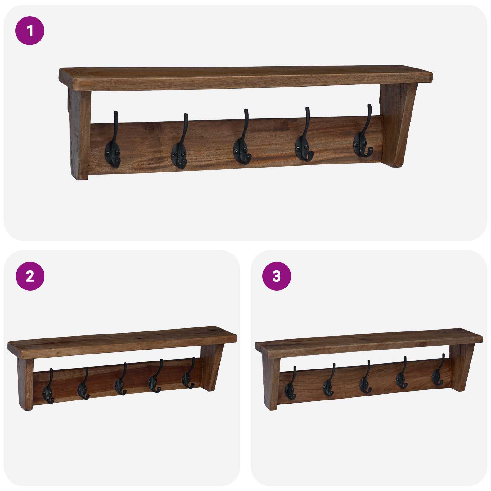 Hanger Bruin 50 x 10 x 14 cm Massief Mahoniehout is nu te koop bij PeponiXL, paradijselijk wonen!