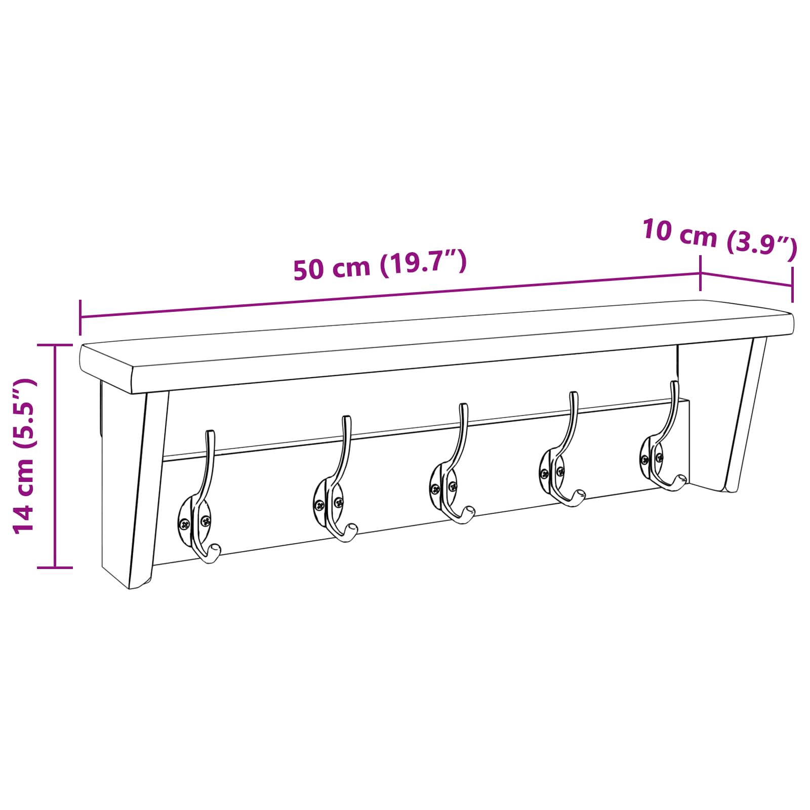 Hanger Bruin 50 x 10 x 14 cm Massief Mahoniehout is nu te koop bij PeponiXL, paradijselijk wonen!