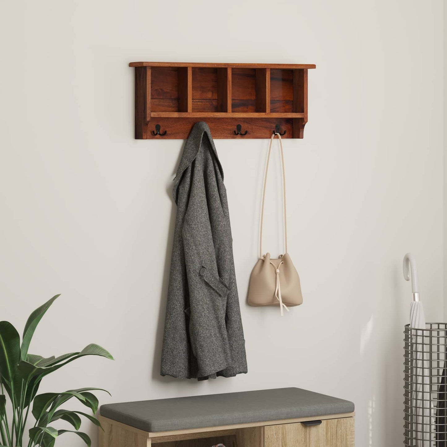 Hanger Bruin 70 x 11 x 27 cm Massief Mahoniehout is nu te koop bij PeponiXL, paradijselijk wonen!