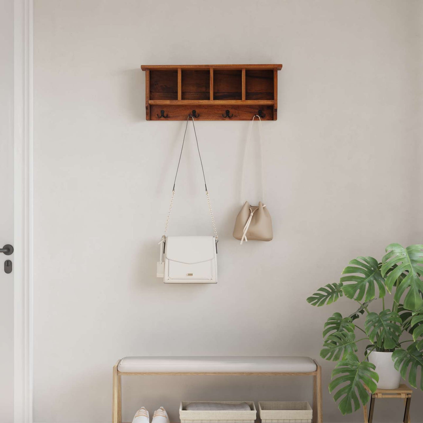 Hanger Bruin 70 x 11 x 27 cm Massief Mahoniehout is nu te koop bij PeponiXL, paradijselijk wonen!