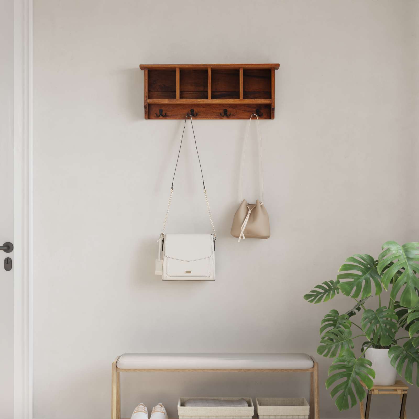 Hanger Bruin 70 x 11 x 27 cm Massief Mahoniehout is nu te koop bij PeponiXL, paradijselijk wonen!