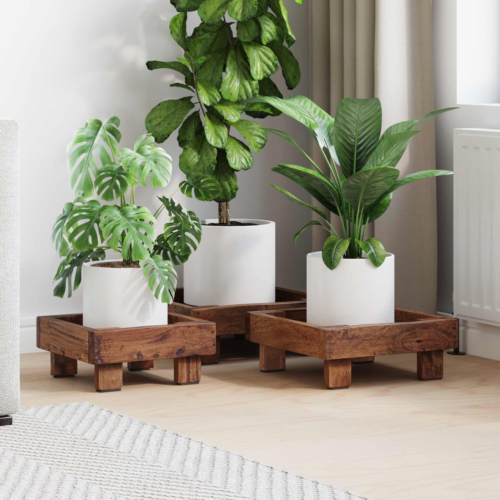 Plantenstandaard 3 pcs Bruin Mahoniehout is nu te koop bij PeponiXL, paradijselijk wonen!