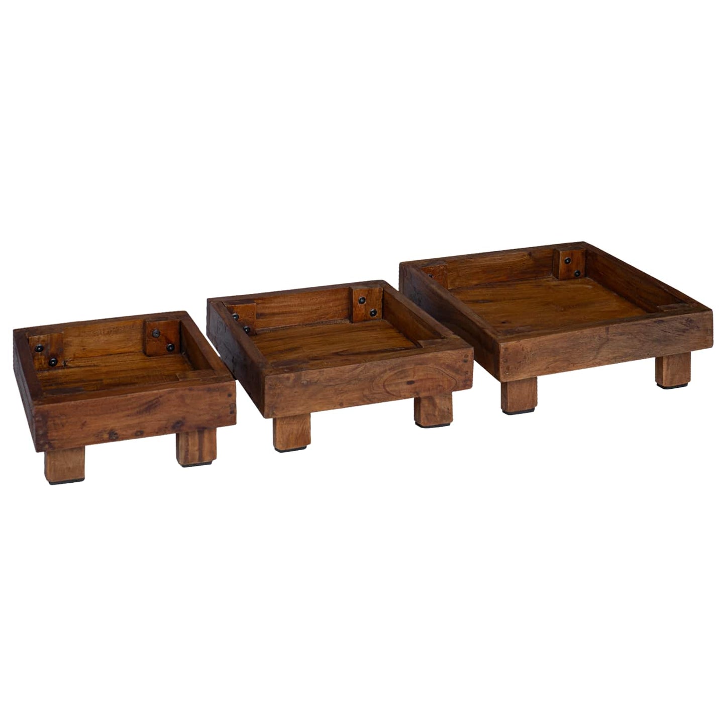 Plantenstandaard 3 pcs Bruin Mahoniehout is nu te koop bij PeponiXL, paradijselijk wonen!