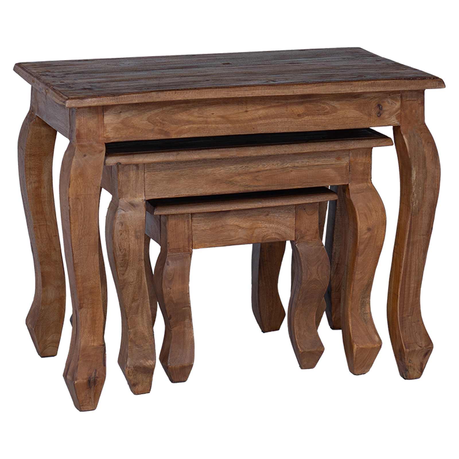 Nesttafel 3 pcs Bruin Massief mahoniehout is nu te koop bij PeponiXL, paradijselijk wonen!