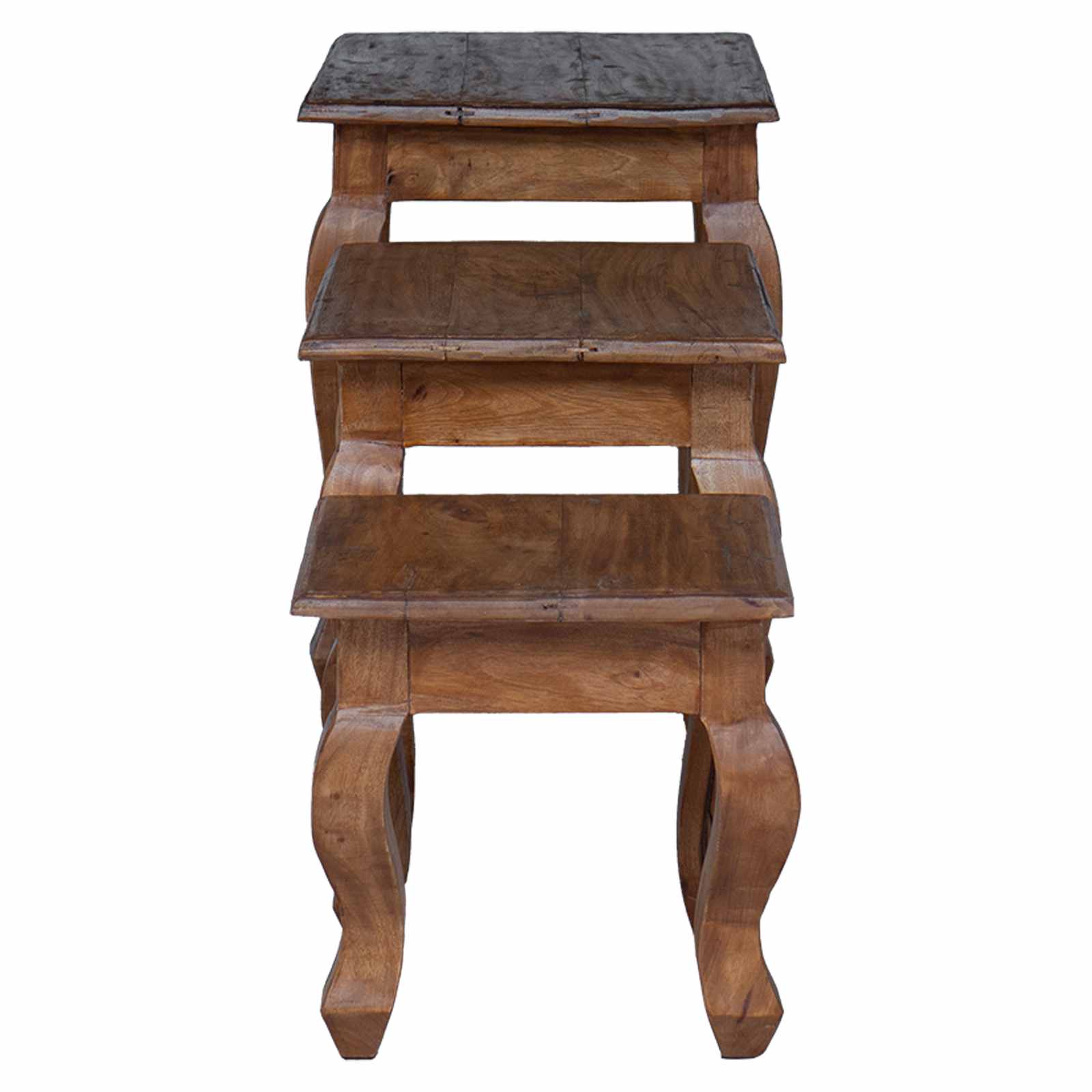 Nesttafel 3 pcs Bruin Massief mahoniehout is nu te koop bij PeponiXL, paradijselijk wonen!