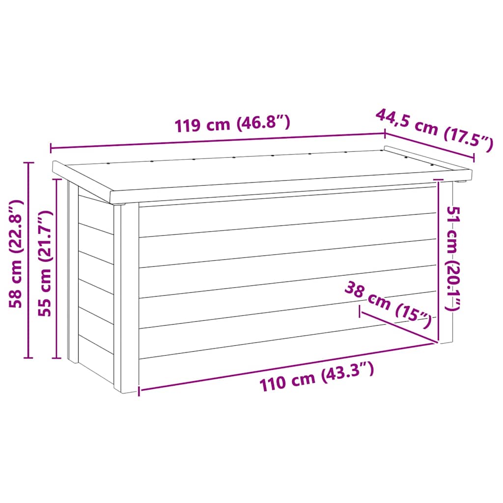 Opbergbox Naturel 119 x 44,5 x 58 cm Geïmpregneerd grenenhout is nu te koop bij PeponiXL, paradijselijk wonen!