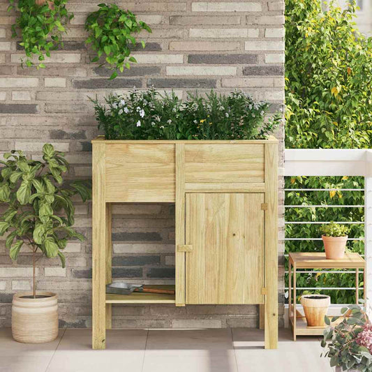 Hoge Planter met plank Bruin Geïmpregneerd grenenhout is nu te koop bij PeponiXL, paradijselijk wonen!