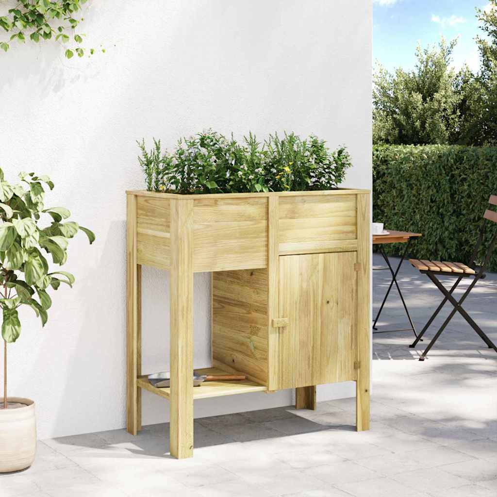 Hoge Planter met plank Bruin Geïmpregneerd grenenhout is nu te koop bij PeponiXL, paradijselijk wonen!