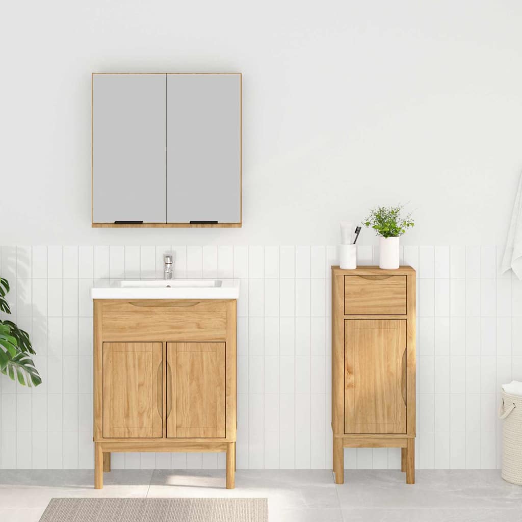 Badkamermeubelset FLORO 2 pcs Wasbruin Massief Vurenhout is nu te koop bij PeponiXL, paradijselijk wonen!