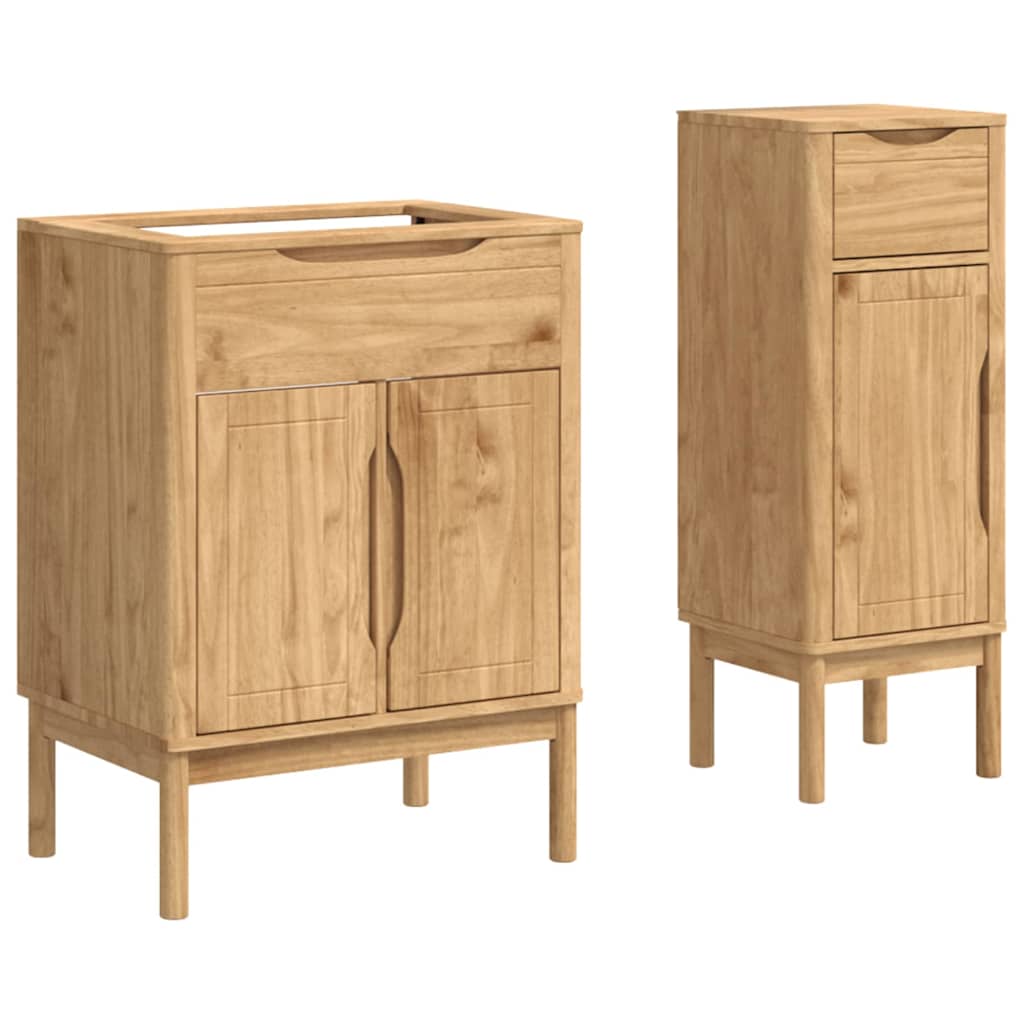 Badkamermeubelset FLORO 2 pcs Wasbruin Massief Vurenhout is nu te koop bij PeponiXL, paradijselijk wonen!