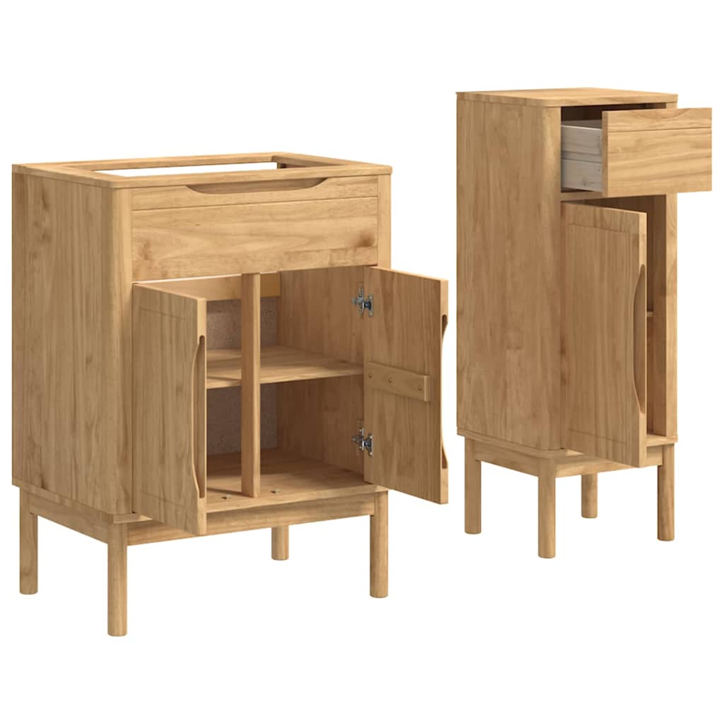 Badkamermeubelset FLORO 2 pcs Wasbruin Massief Vurenhout is nu te koop bij PeponiXL, paradijselijk wonen!