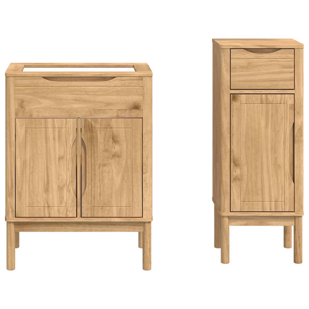 Badkamermeubelset FLORO 2 pcs Wasbruin Massief Vurenhout is nu te koop bij PeponiXL, paradijselijk wonen!