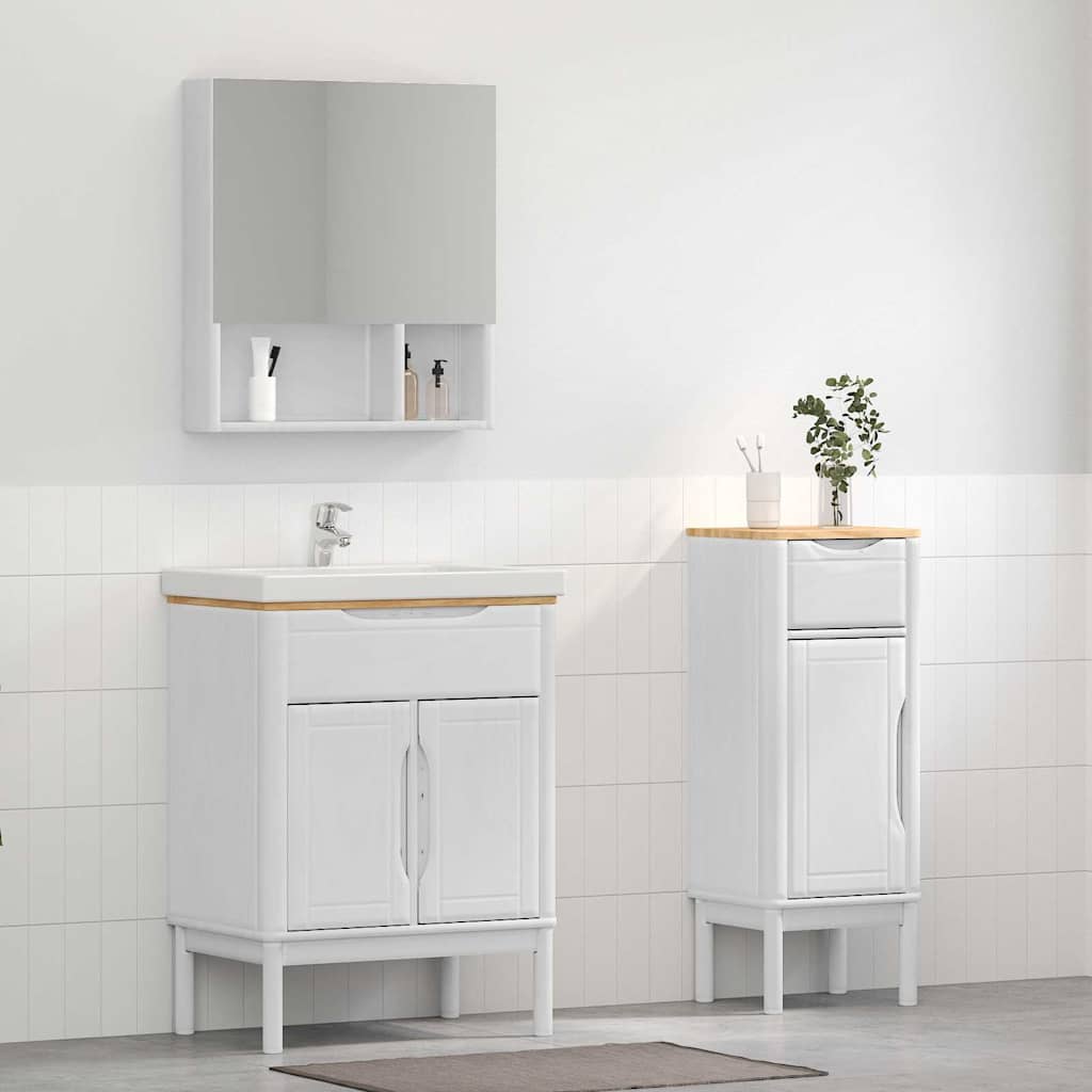 Badkamermeubelset met lade FLORO 2 pcs Wit Massief Vurenhout is nu te koop bij PeponiXL, paradijselijk wonen!