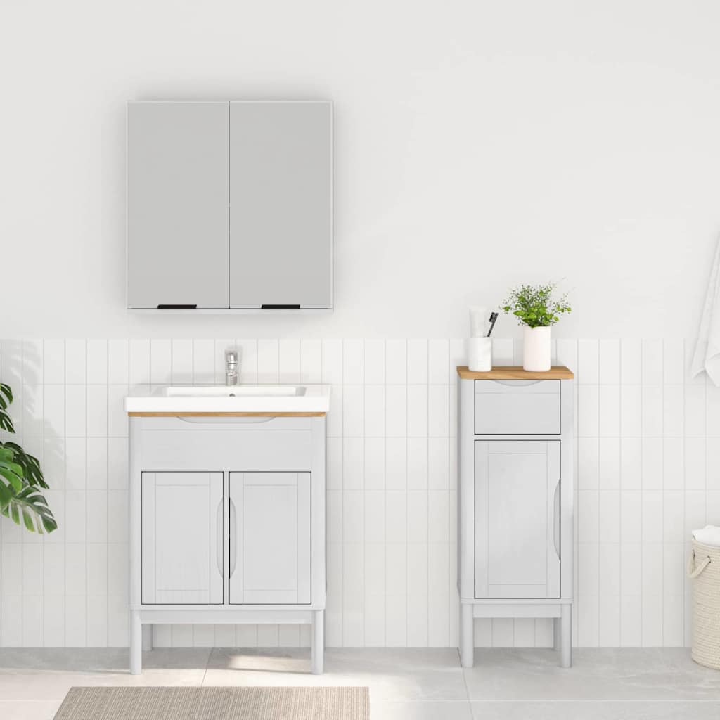 Badkamermeubelset met lade FLORO 2 pcs Wit Massief Vurenhout is nu te koop bij PeponiXL, paradijselijk wonen!