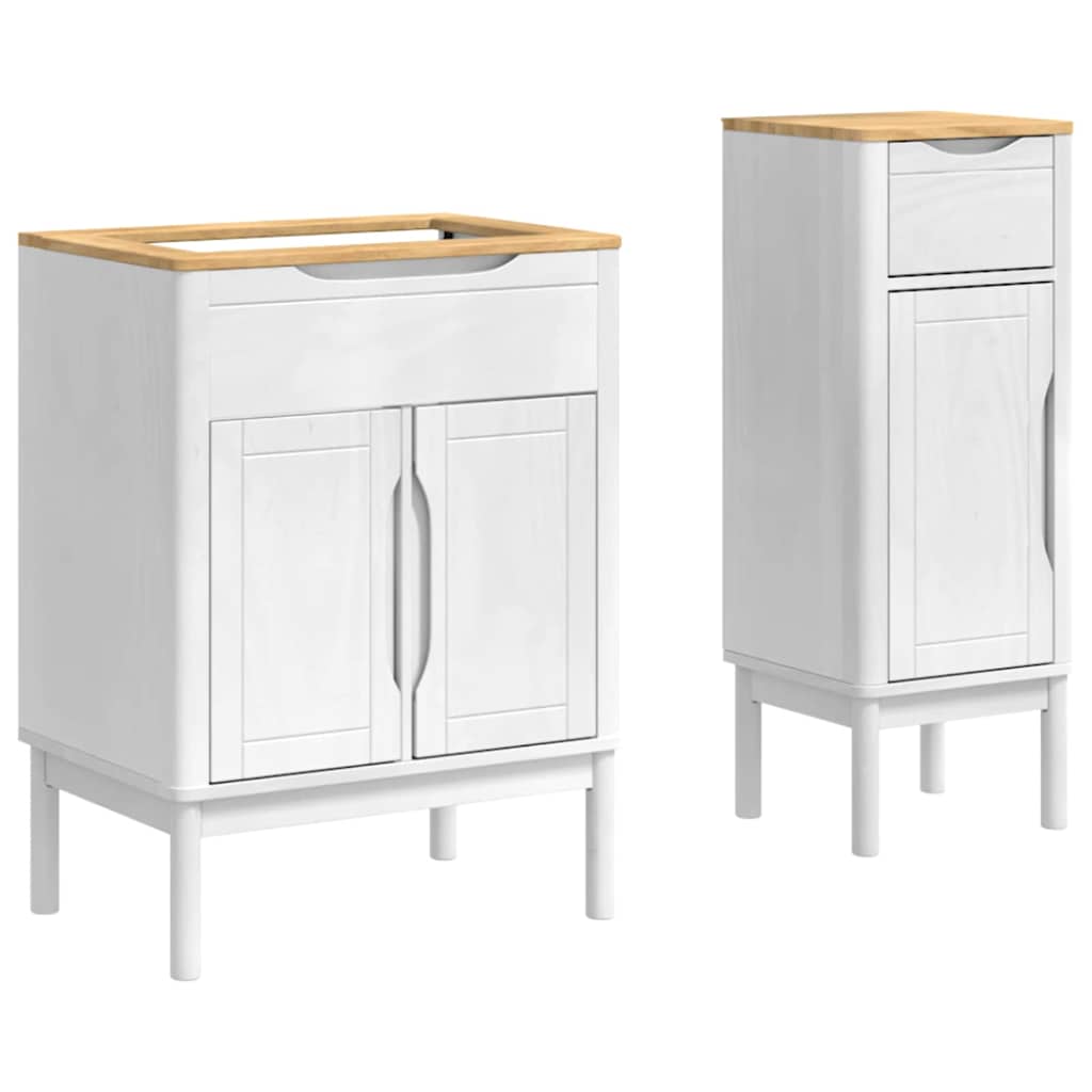 Badkamermeubelset met lade FLORO 2 pcs Wit Massief Vurenhout is nu te koop bij PeponiXL, paradijselijk wonen!