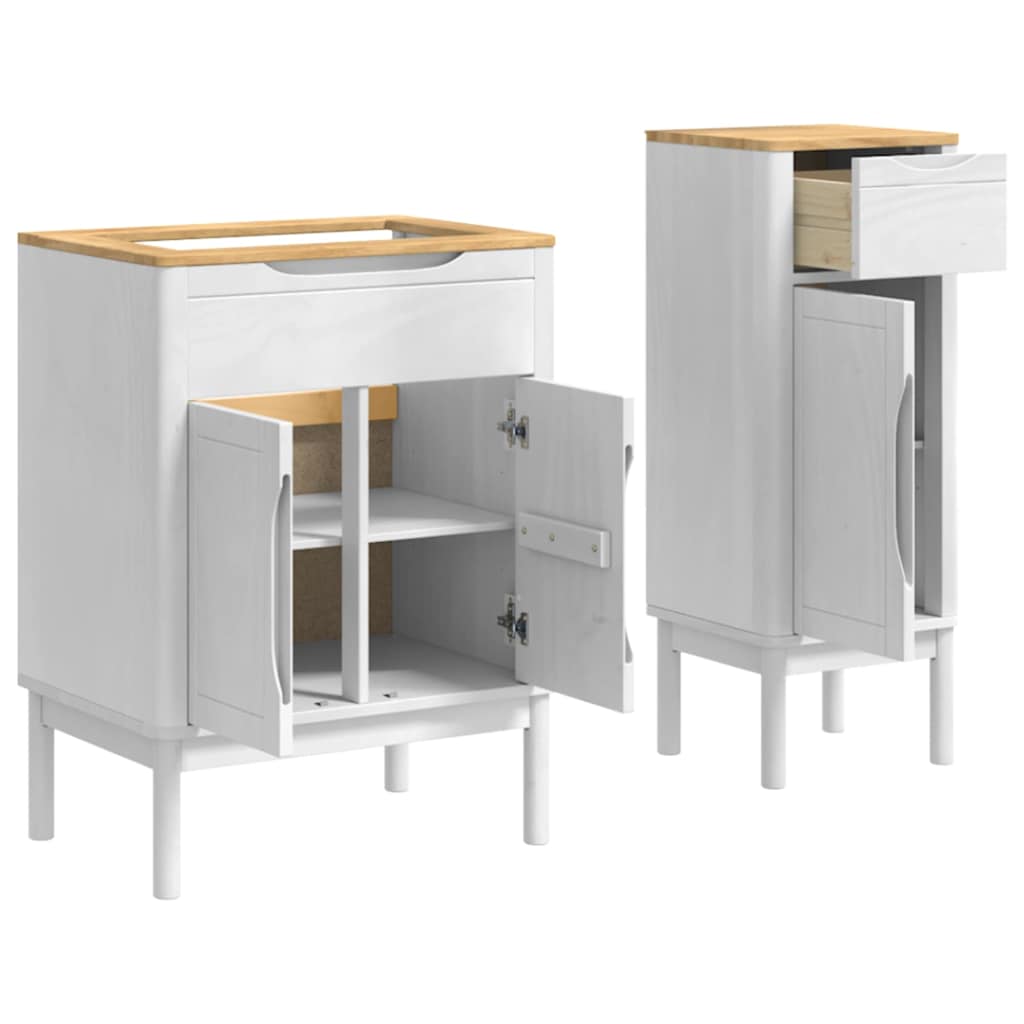 Badkamermeubelset met lade FLORO 2 pcs Wit Massief Vurenhout is nu te koop bij PeponiXL, paradijselijk wonen!