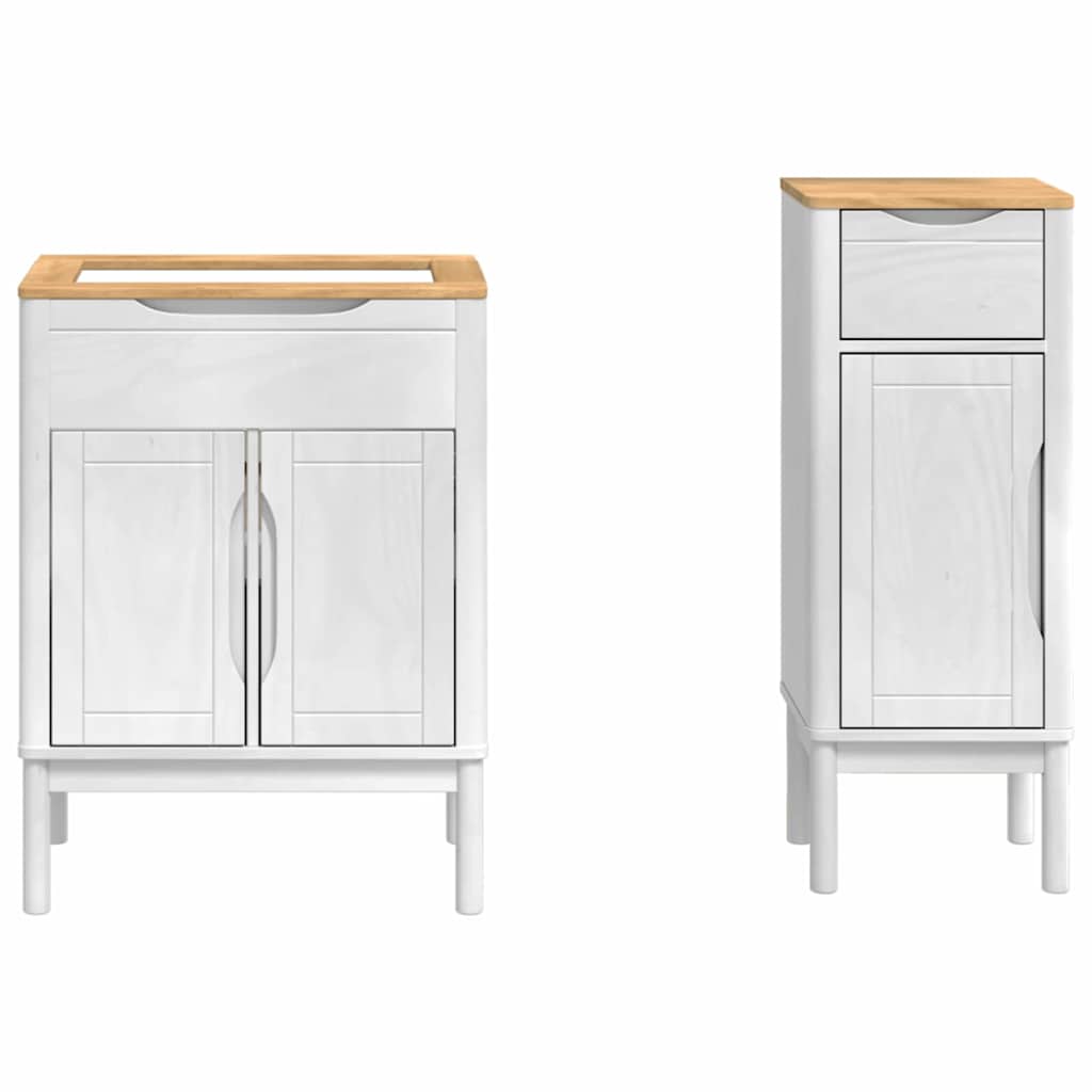 Badkamermeubelset met lade FLORO 2 pcs Wit Massief Vurenhout is nu te koop bij PeponiXL, paradijselijk wonen!