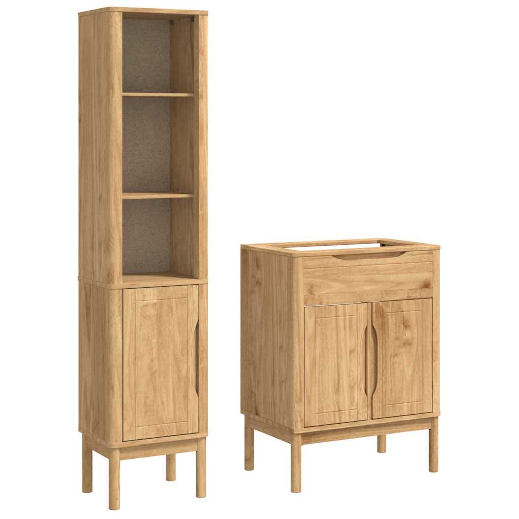 Badkamermeubelset FLORO 2 pcs Wasbruin Massief Vurenhout is nu te koop bij PeponiXL, paradijselijk wonen!