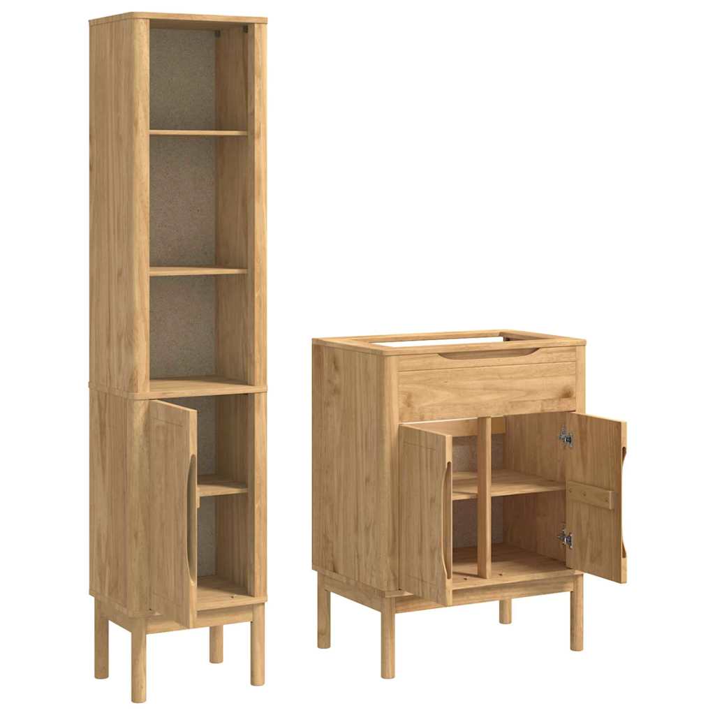 Badkamermeubelset FLORO 2 pcs Wasbruin Massief Vurenhout is nu te koop bij PeponiXL, paradijselijk wonen!