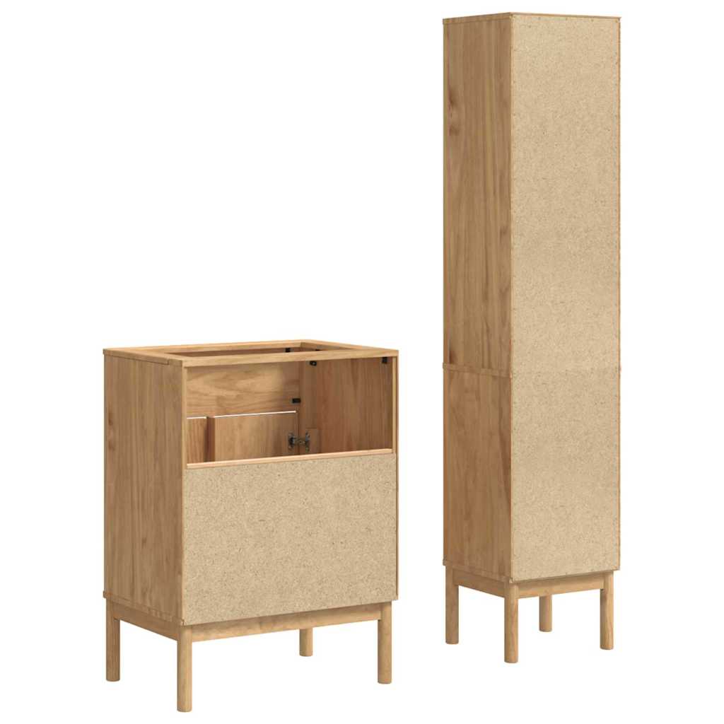 Badkamermeubelset FLORO 2 pcs Wasbruin Massief Vurenhout is nu te koop bij PeponiXL, paradijselijk wonen!