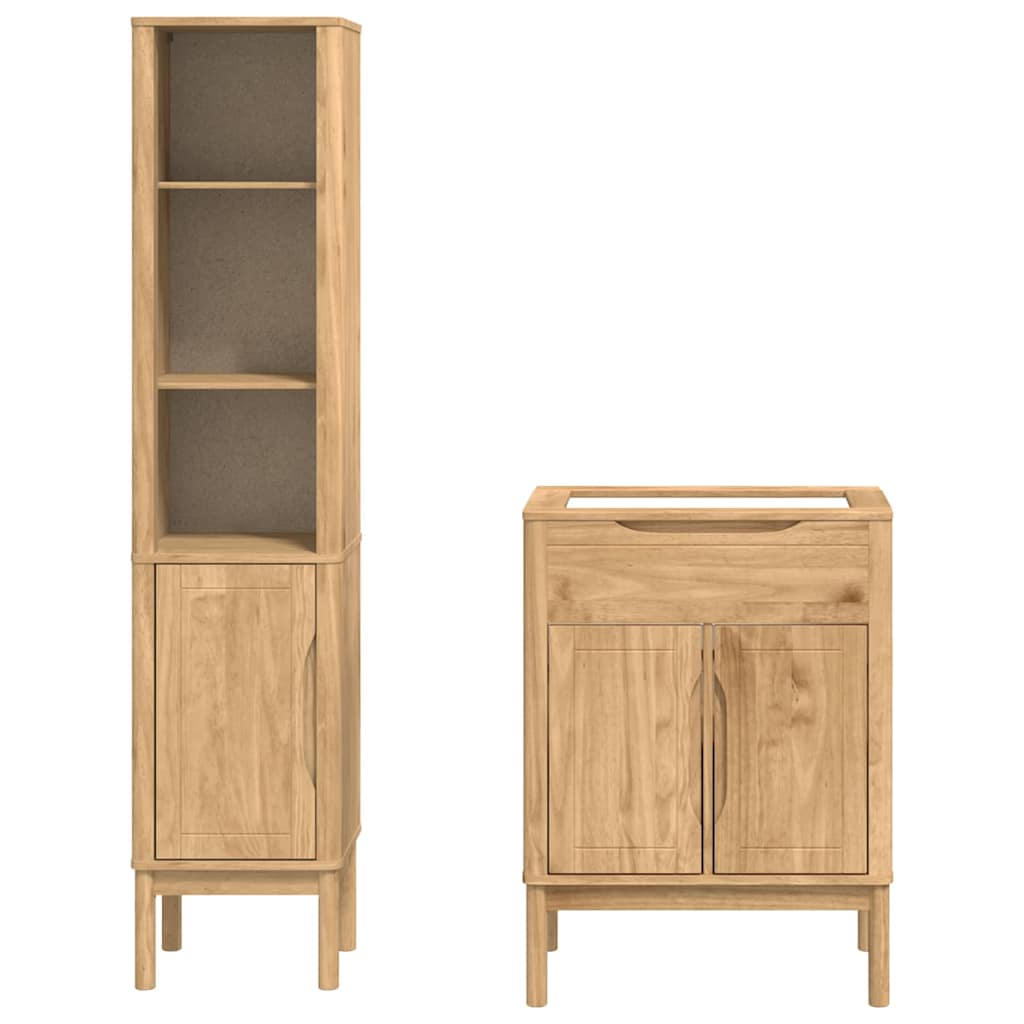 Badkamermeubelset FLORO 2 pcs Wasbruin Massief Vurenhout is nu te koop bij PeponiXL, paradijselijk wonen!