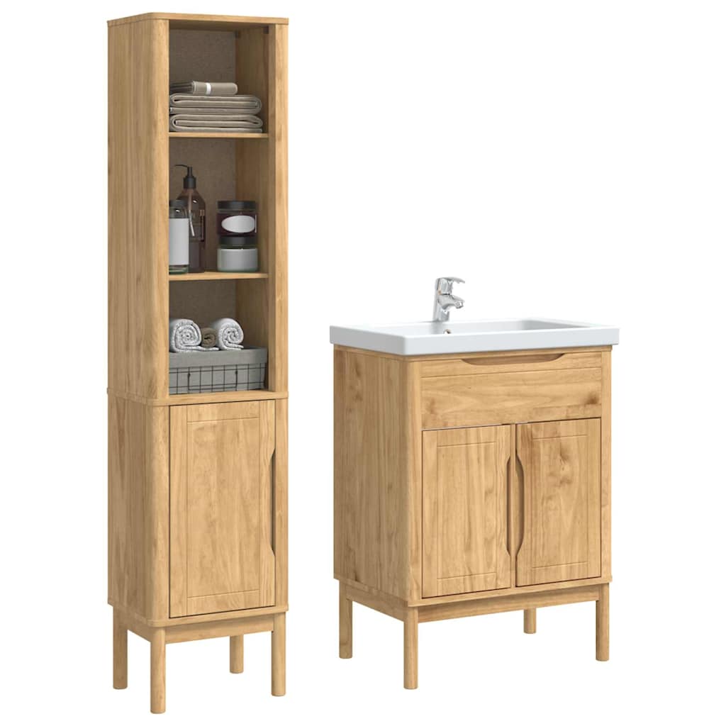 Badkamermeubelset FLORO 2 pcs Wasbruin Massief Vurenhout is nu te koop bij PeponiXL, paradijselijk wonen!