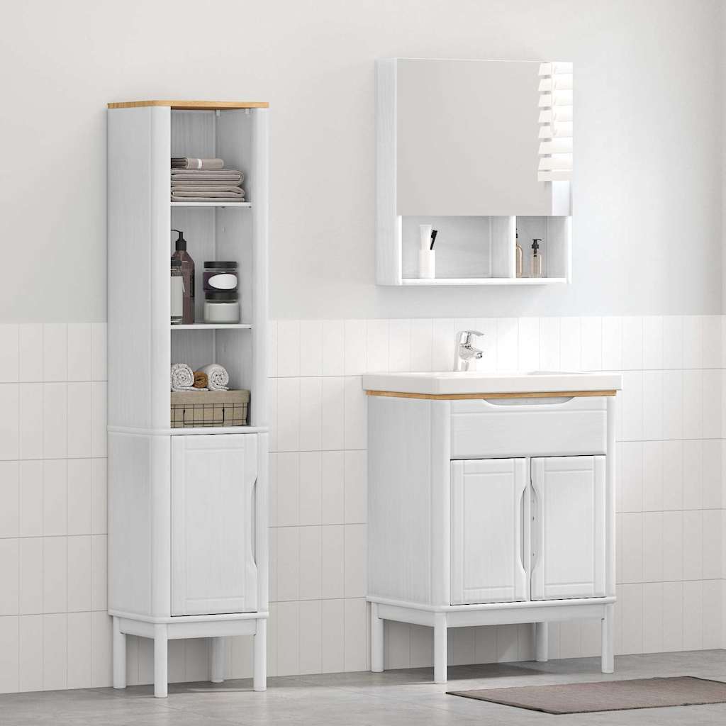 Badkamermeubelset met plank FLORO 2 pcs Wit Massief Vurenhout is nu te koop bij PeponiXL, paradijselijk wonen!