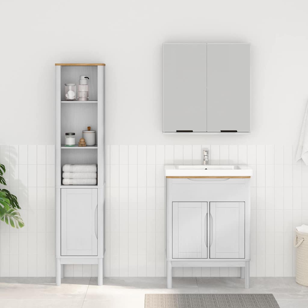 Badkamermeubelset met plank FLORO 2 pcs Wit Massief Vurenhout is nu te koop bij PeponiXL, paradijselijk wonen!