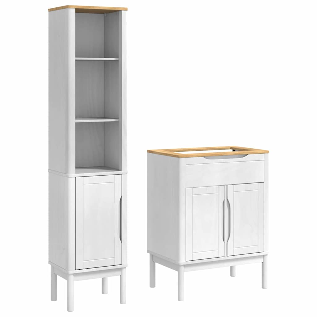 Badkamermeubelset met plank FLORO 2 pcs Wit Massief Vurenhout is nu te koop bij PeponiXL, paradijselijk wonen!