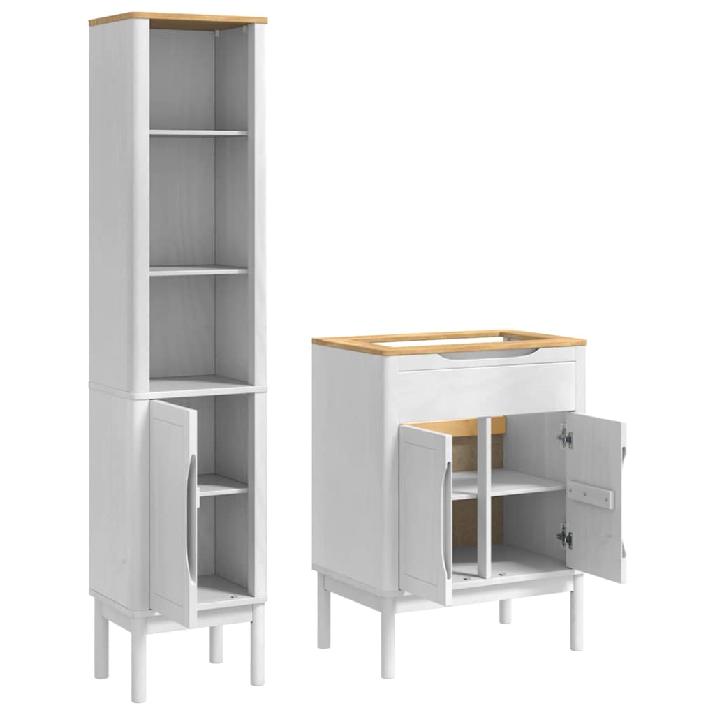 Badkamermeubelset met plank FLORO 2 pcs Wit Massief Vurenhout is nu te koop bij PeponiXL, paradijselijk wonen!