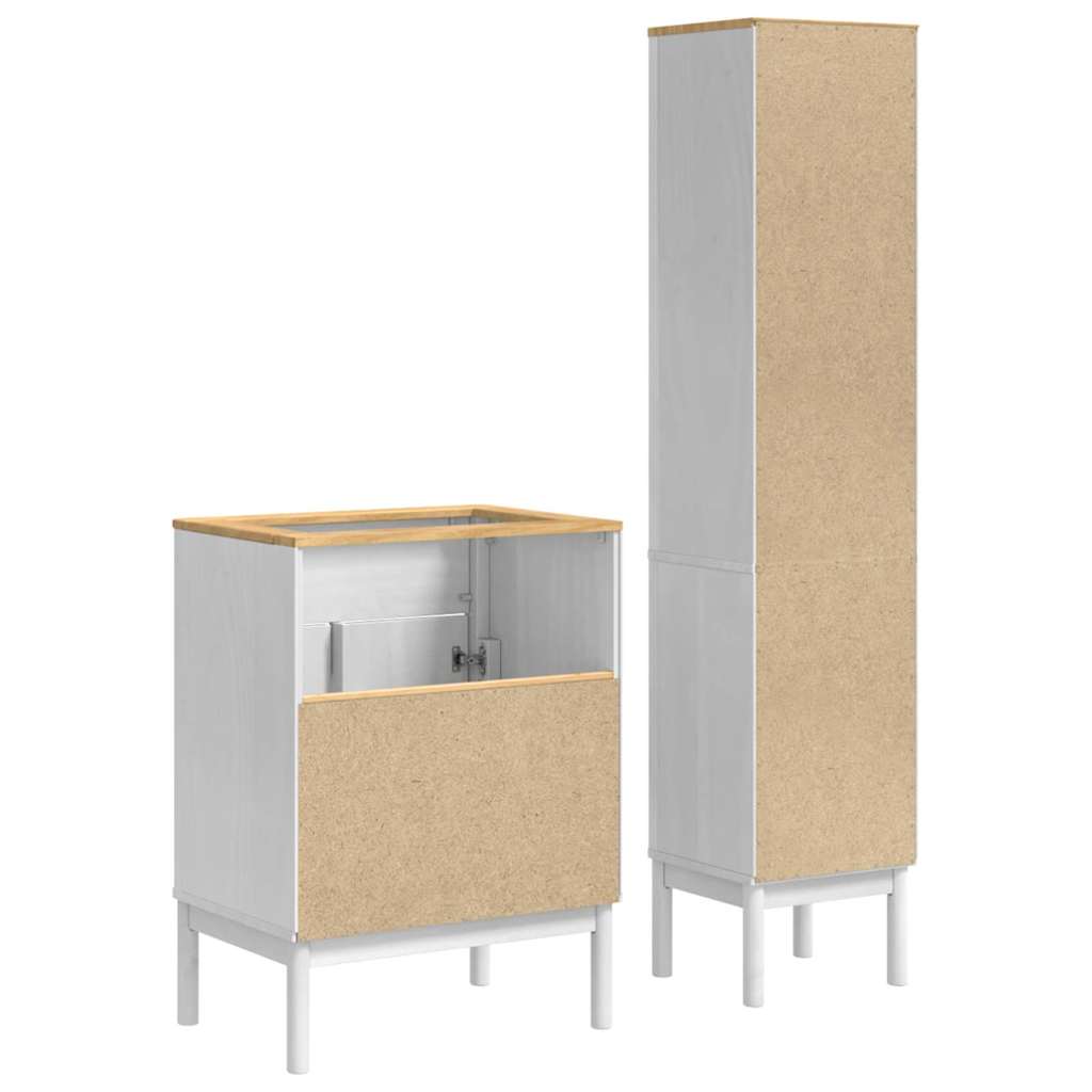 Badkamermeubelset met plank FLORO 2 pcs Wit Massief Vurenhout is nu te koop bij PeponiXL, paradijselijk wonen!
