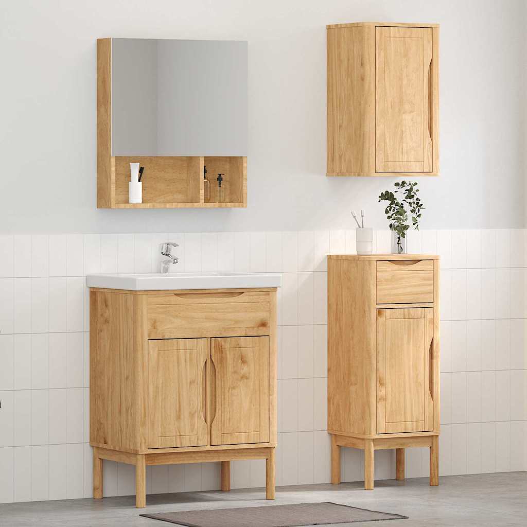 Badkamermeubelset FLORO 3 pcs Wasbruin Massief Vurenhout is nu te koop bij PeponiXL, paradijselijk wonen!