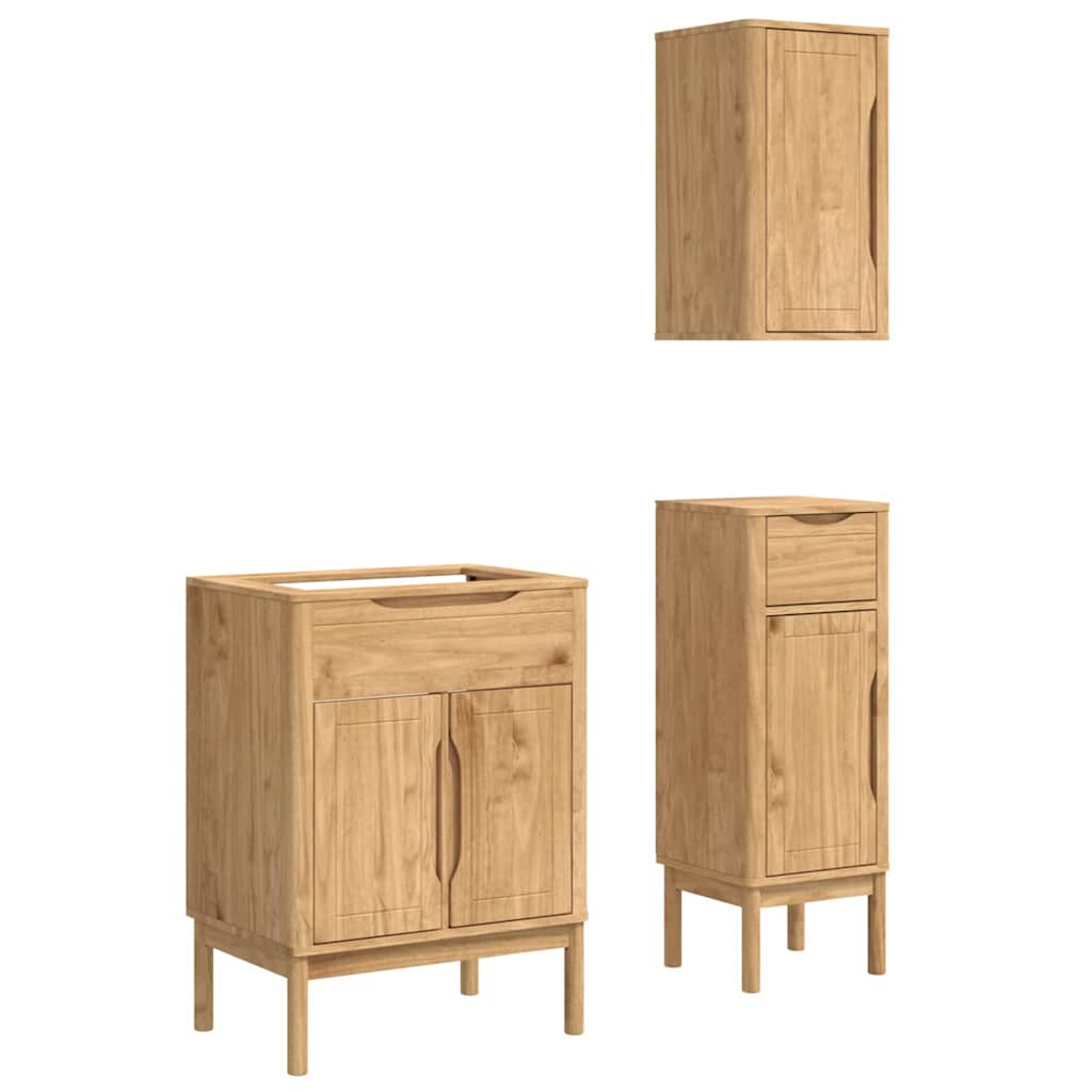 Badkamermeubelset FLORO 3 pcs Wasbruin Massief Vurenhout is nu te koop bij PeponiXL, paradijselijk wonen!