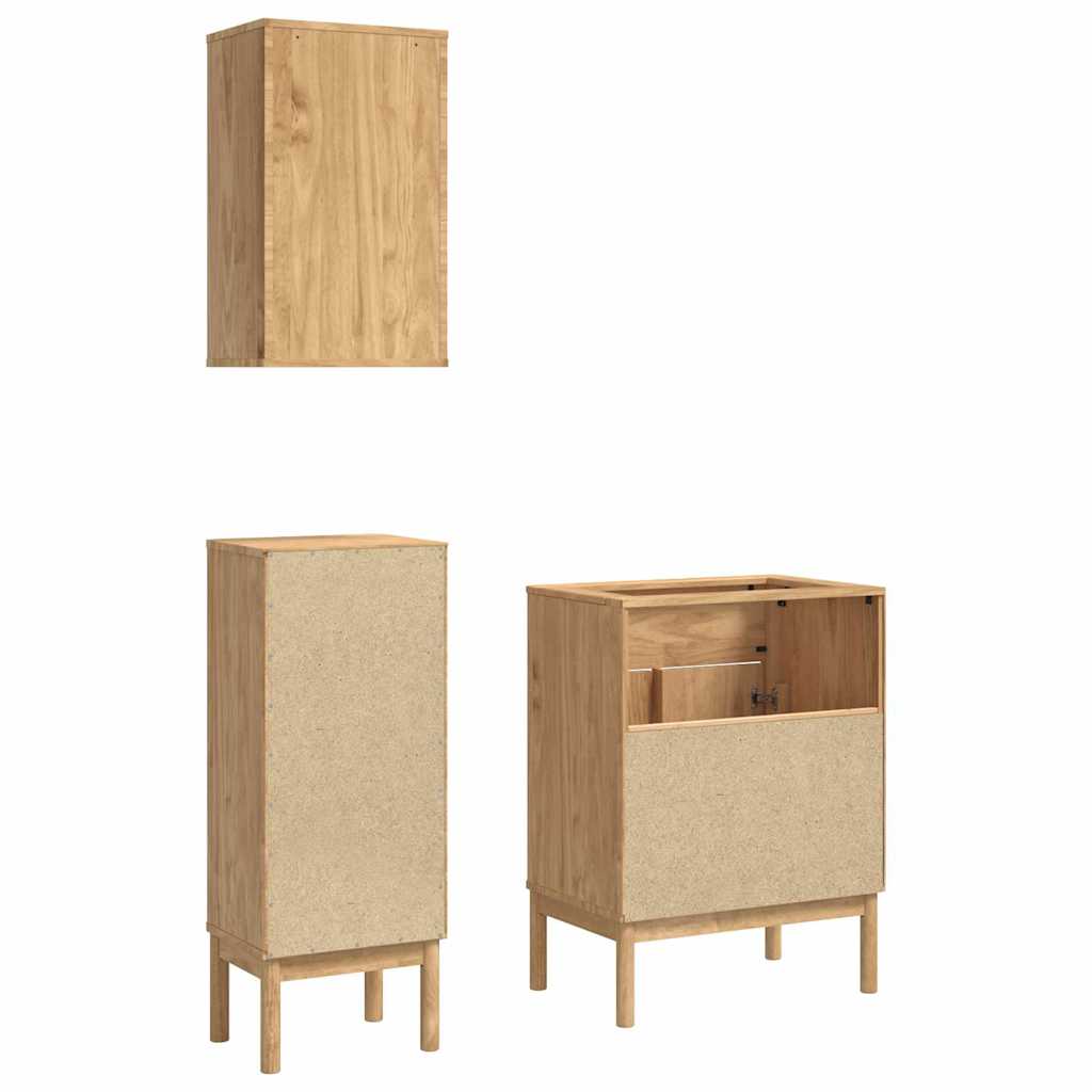 Badkamermeubelset FLORO 3 pcs Wasbruin Massief Vurenhout is nu te koop bij PeponiXL, paradijselijk wonen!