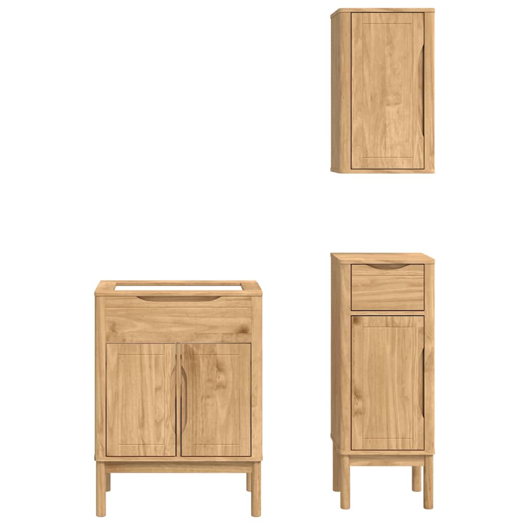 Badkamermeubelset FLORO 3 pcs Wasbruin Massief Vurenhout is nu te koop bij PeponiXL, paradijselijk wonen!