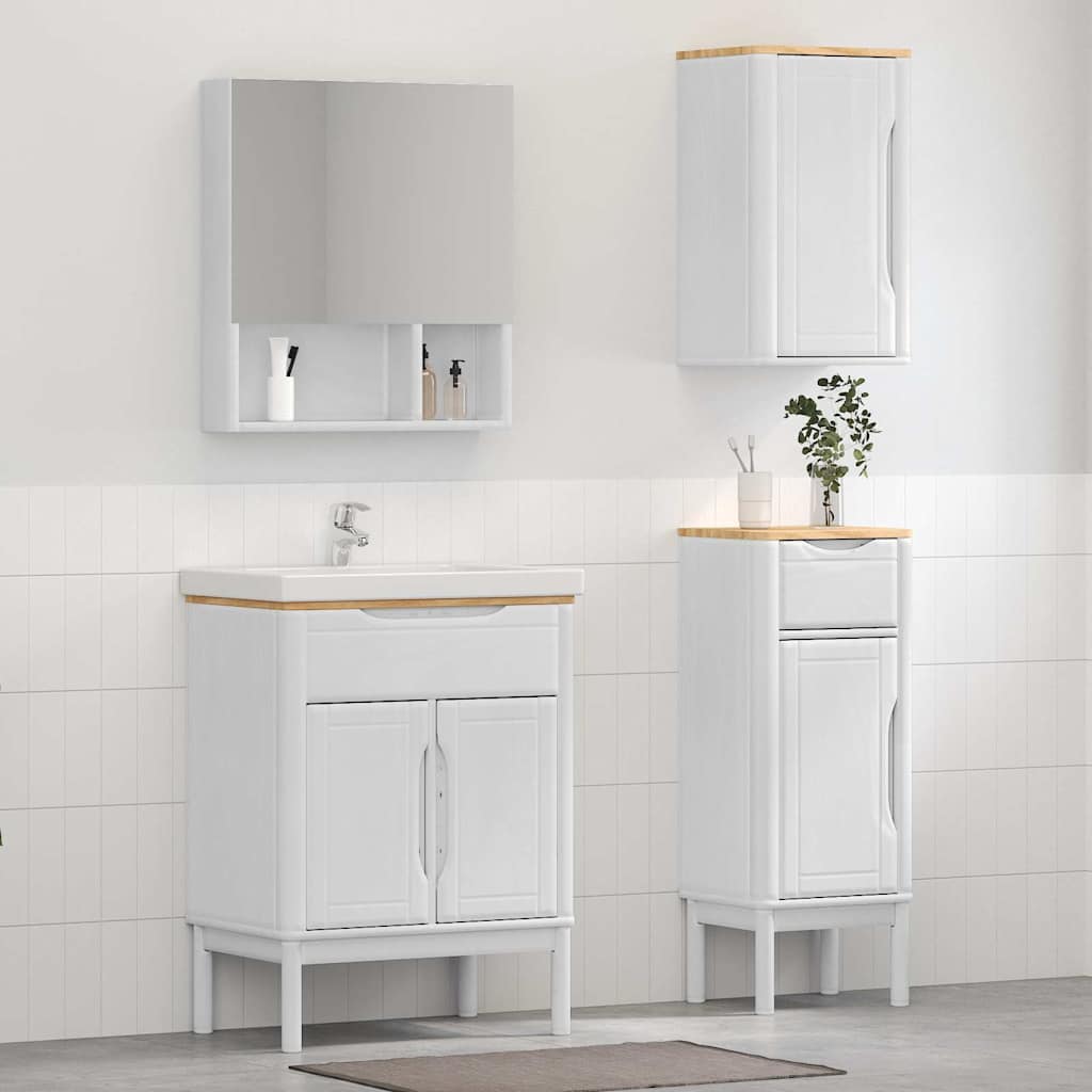 Badkamermeubelset met lade FLORO 3 pcs Wit Massief Vurenhout is nu te koop bij PeponiXL, paradijselijk wonen!
