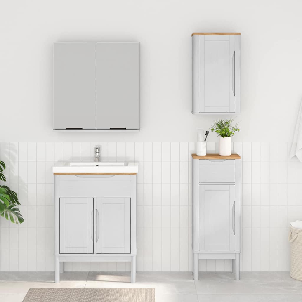Badkamermeubelset met lade FLORO 3 pcs Wit Massief Vurenhout is nu te koop bij PeponiXL, paradijselijk wonen!