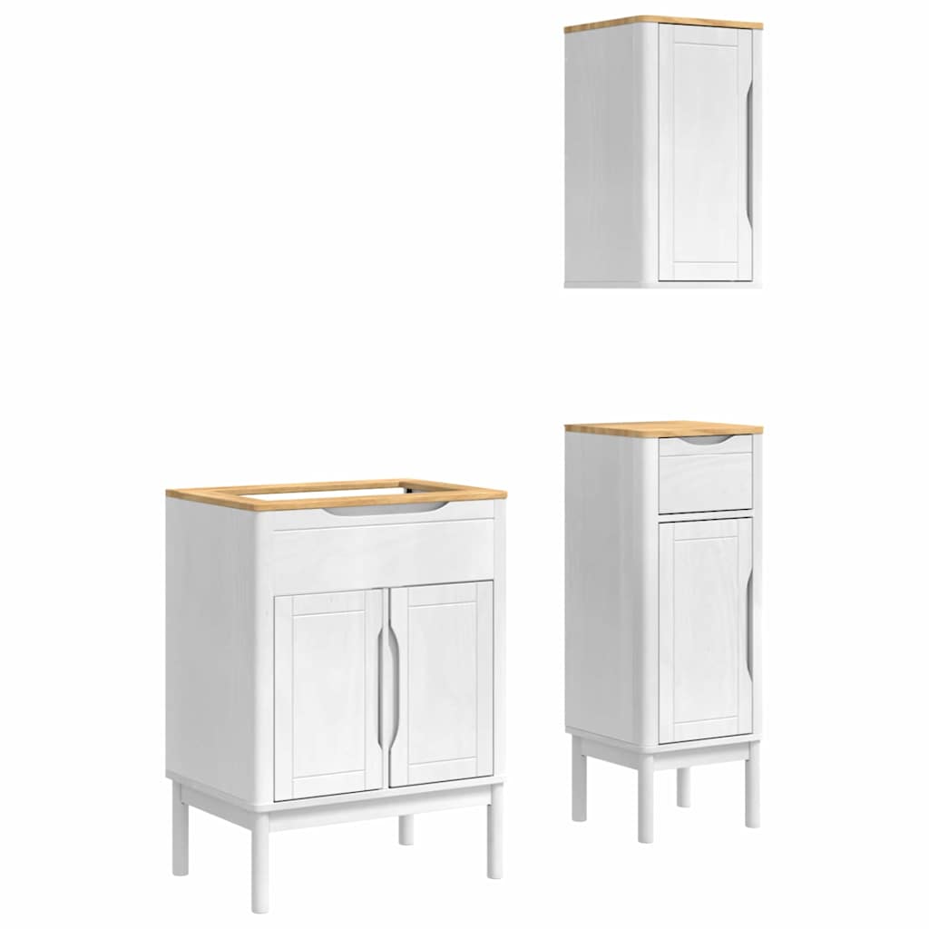 Badkamermeubelset met lade FLORO 3 pcs Wit Massief Vurenhout is nu te koop bij PeponiXL, paradijselijk wonen!