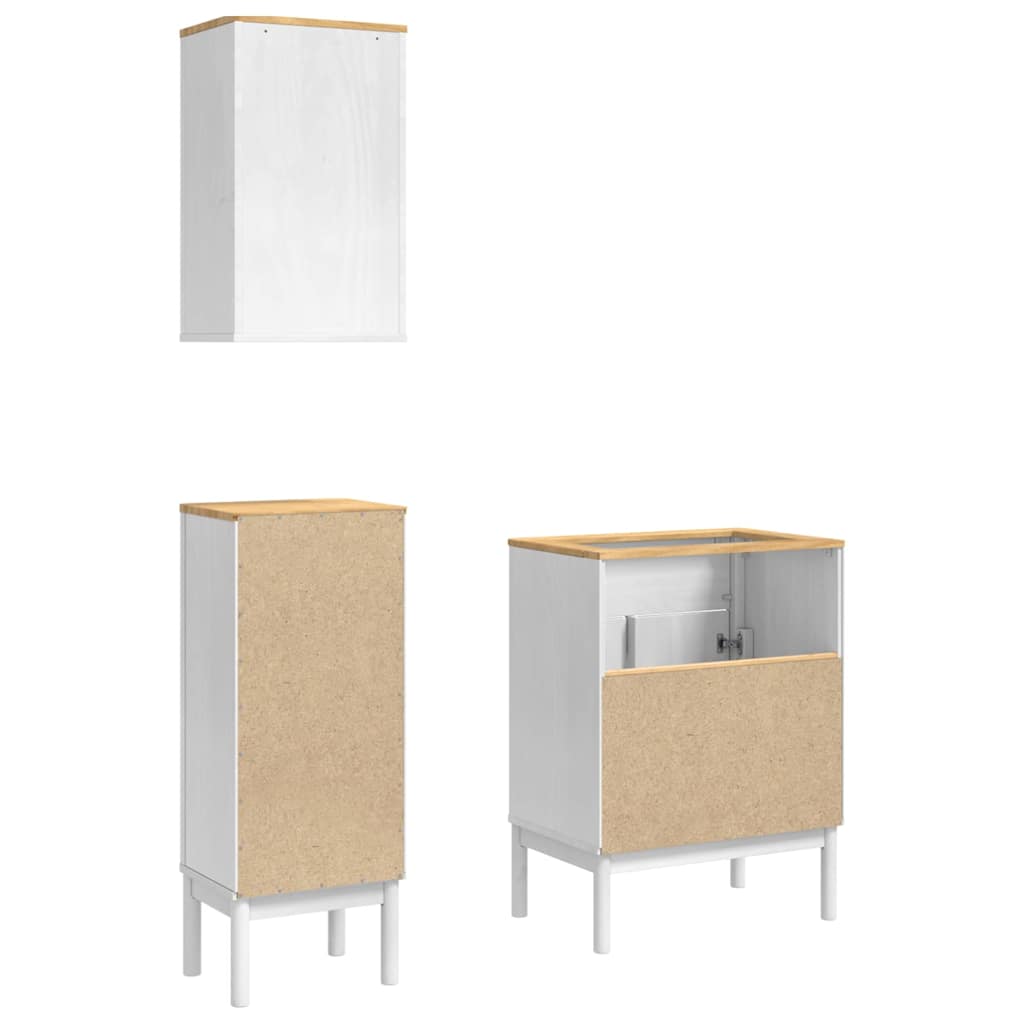 Badkamermeubelset met lade FLORO 3 pcs Wit Massief Vurenhout is nu te koop bij PeponiXL, paradijselijk wonen!
