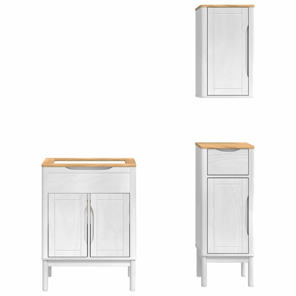 Badkamermeubelset met lade FLORO 3 pcs Wit Massief Vurenhout is nu te koop bij PeponiXL, paradijselijk wonen!